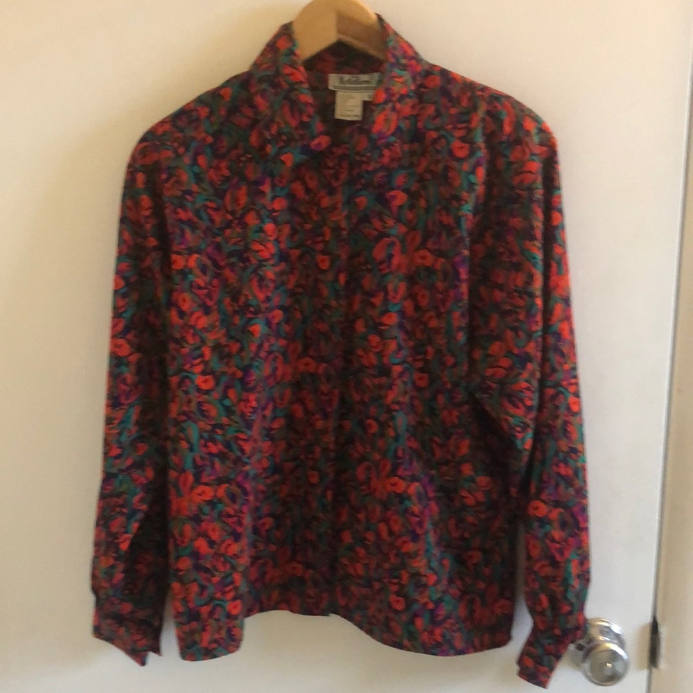 Vintage Fun Vibrant Pattern Petite Notations Blouse